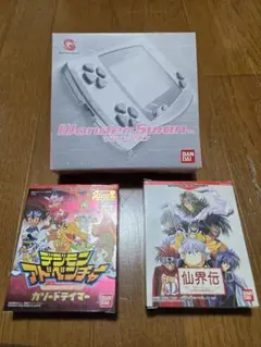 【動作確認済み 美品 新古品】ワンダースワン 本体 スケルトンピンク ソフト２本