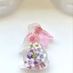 レジン　ヘアゴム　うさぎ　ピンク◡̈♥︎パープル　桜　ドライフラワー レジン ヘアゴム うさぎ ピンク◡̈♥︎パープル 桜 ドライフラワー