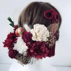 【MR】 赤　髪飾り　結婚式　前撮り　成人式　フォトウェディング　振袖　色打掛