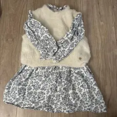 petit main 花柄ワンピース 100