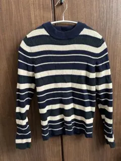 LOWRYS FARM ストライプ 長袖ニットセーター