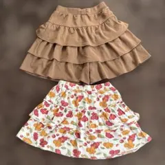 【130】コムサイズム　フリルスカート/キュロット　2枚セット