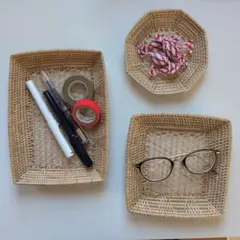 3個セット☆ラタン コースター　トレイ　トレー　小物入れ