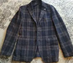 タリアトーレ　テーラードジャケット　ウール ブラウン×ダークネイビー　チェック柄