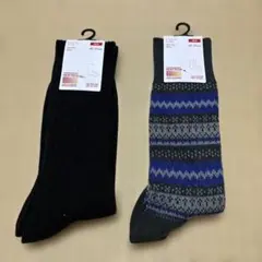 ユニクロ HEATTECH ソックス 25-27cm ブラック・ストライプ