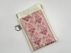 12 バネ口ポーチ　ポケットティッシュポーチ　インド刺繍リボン