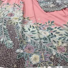 豪華振袖　手描き友禅　作家物落款入り　仮絵羽　絞り辻ヶ花　叩き染ビビットピンク