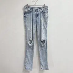 Y538 DIESEL ディーゼル　ダメージジーンズ　２４　ライトブルー　古着