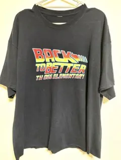 【セルフカット】バックトゥザフューチャー風 アメリカ スクールTシャツ ネイビーのサムネイル