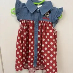 【未着用】ミニーちゃん柄　デニムワンピース90サイズ