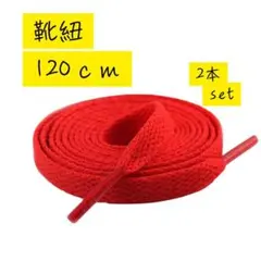 靴紐2本 スニーカー 赤色 シューレース 平紐 靴ひも 120cm
