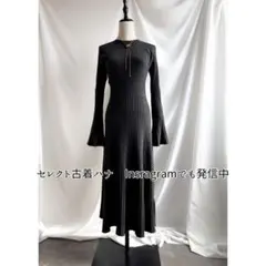 24294 sandro リブ編み長袖 マキシ ニットワンピース ベルスリーブ