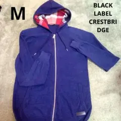 ブラックレーベルクレストブリッジ ニットジップパーカー ネイビーCBチェック裏地
