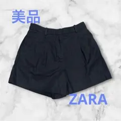 【美品】ZARA ザラ　リネン　ショートパンツ　ブラック　Sサイズ