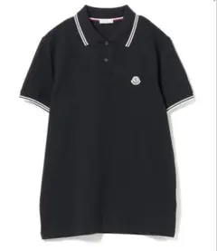 モンクレール ポロシャツ　トリコロール　黒　M MONCLER (モンクレール) メンズ ポロシャツ 半袖 3連ワッペン