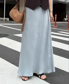 チャオパニックティピー　スタイルアップサテンスカート水色 ロングスカート