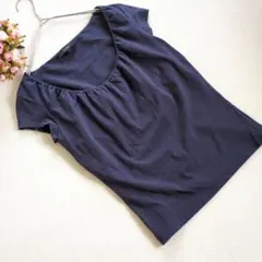 WEEKEND MaxMara ギャザーネック 半袖カットソー M ネイビーのサムネイル