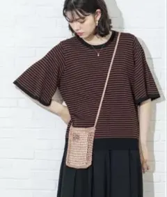 オペークドットクリップ　クールタッチフレアスリーブニット(M)