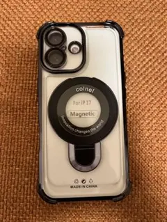 【新品】iPhone17対応 マグネットリング付き　クリア　スマホケース 黒