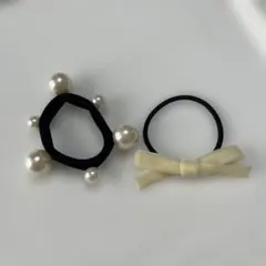 パール付きヘアゴムとリボンヘアゴムセット