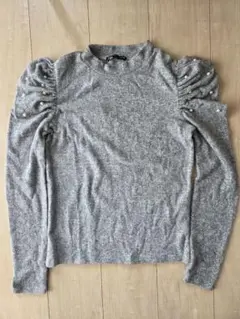 ZARA/グレー/ニットセーター/パフスリーブ