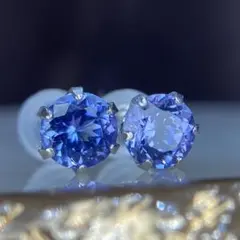 ⭐︎【天然】ブルールチル デュモルチエライト ピアスs925 9.3x 8.4mm 
