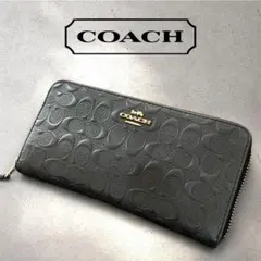 人気】COACH 長財布 シグネチャー エンボスレザー ブラック F67566 