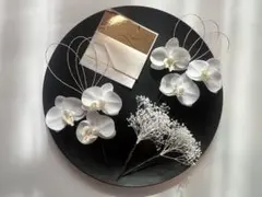 【ミニ胡蝶蘭6点】金箔付き＊水引×かすみ草 髪飾り｜成人式・白無垢・前撮り