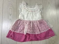 90 半袖 ワンピース チュニック 女の子 ピンク レース キッズズー ブランドのサムネイル