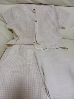 チェック柄上下セット（バースデー）とハーフパンツ（プティマイン）の２点セット