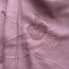 着物　小紋　薄紫　刺繍