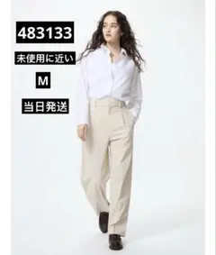 ユニクロ タックワイドパンツ ベージュM 483133