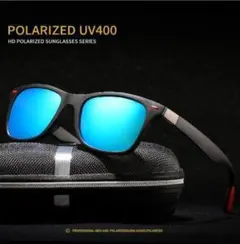 a016 激安 新品 UV400 偏光レンズ ミラー サングラス 黒/青 393のサムネイル
