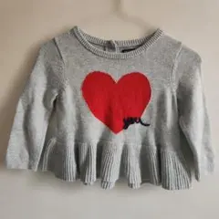 babyGAP ハート柄　フリルニットセーター グレー 70cm