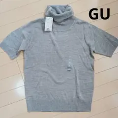 【新品】GU　ジーユー　カシミヤタッチ タートルネックセーター　半袖　グレー　Mのサムネイル
