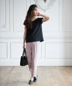 極美品PLST プラステ2WAYストレッチテーパードパンツ　ピンク