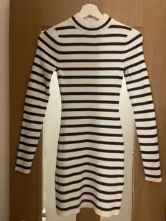 【新品未使用】ストライプリブニットワンピース