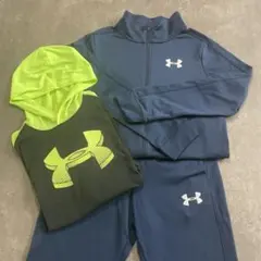 アンダーアーマー　ジャージ上下　パーカーロングTシャツ　セットアップ　YXL