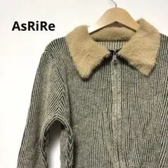 AsRiRe ダブルジップ配色ニット