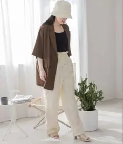 ローリーズファーム　LOWRYS FARM リラックスカーゴパンツ アイボリー