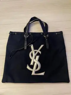 YVES SAINT LAURENT トートバッグ キャンバス 黒ゴールドロゴのサムネイル