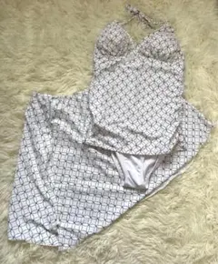 【新品】 水着 レディース ワンピース ホワイト シンプル 総柄 個性的