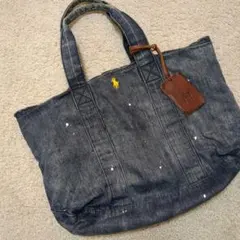 ラルフローレン　デニムトートバック　ペイント