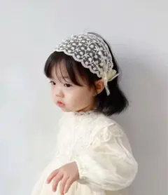 ベビー キッズ レース カチューシャ オフホワイト ヘアバンド 可愛い 新生児