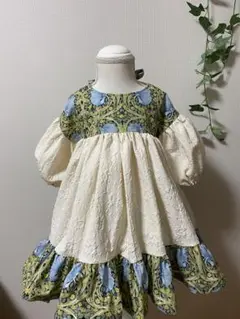 ハンドメイド　ふっくら袖ワンピース　90㎝