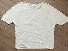 UNIQLO 半袖ニット L アイボリー　コットン100%