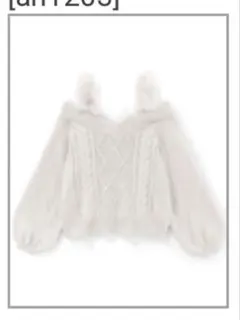 ケーブル編みオフショルダーファーストラップニットトップス an1203 GRL