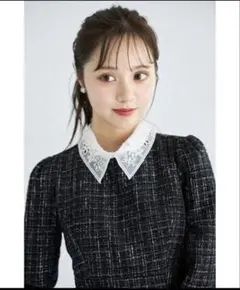 【新品】tocco closetツイード レース襟付バックレースアップワンピース