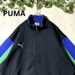 PUMA プーマ 90s トラックジャケット レトロジャージ 刺繍 黒 M相当