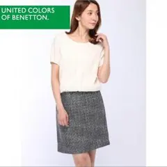 送料込【新品】定価1.4万円ツイード×シフォン ドッキングワンピース